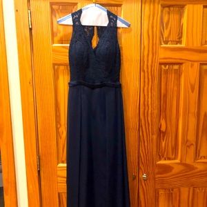Belsoie navy blue full length gown